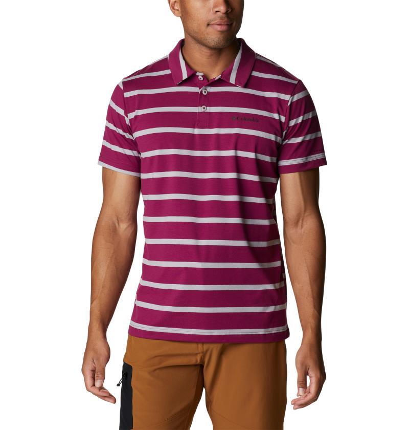 Sun Trek Polo - Tall - Mens - Red Onion / Columbia Grey Stripe 1