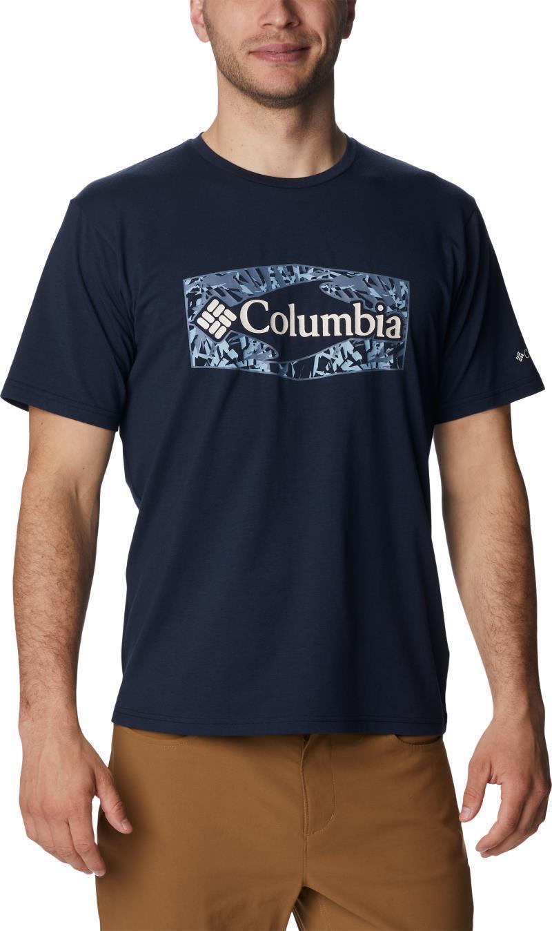 Sun Trek SS Graphic Tee - Mens - Collegiate Navy / Palmed Hex Graphic 1