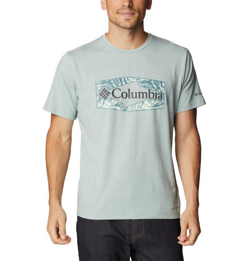 Sun Trek SS Graphic Tee - Mens - Niagara Heather / Palmed Hex Graphic 1