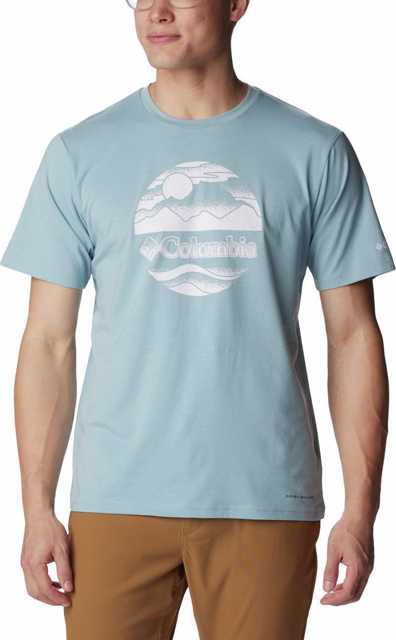 Sun Trek SS Graphic Tee - Mens - Stone Blue / Stippled Scene Graphic 1