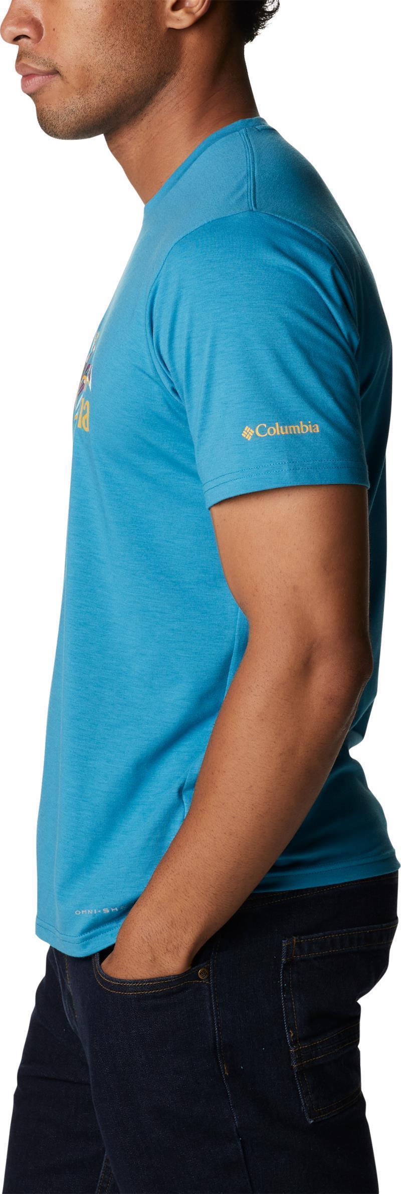 Sun Trek SS Graphic Tee - Mens - dark mountain / tropical graphic 1
