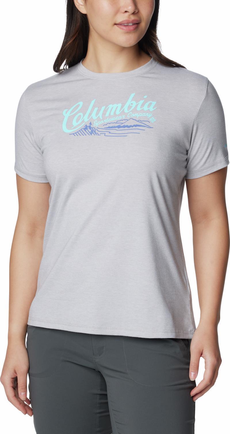 Sun Trek SS Graphic Tee - Womens - Columbia Grey Heather / Simply Scripted 1