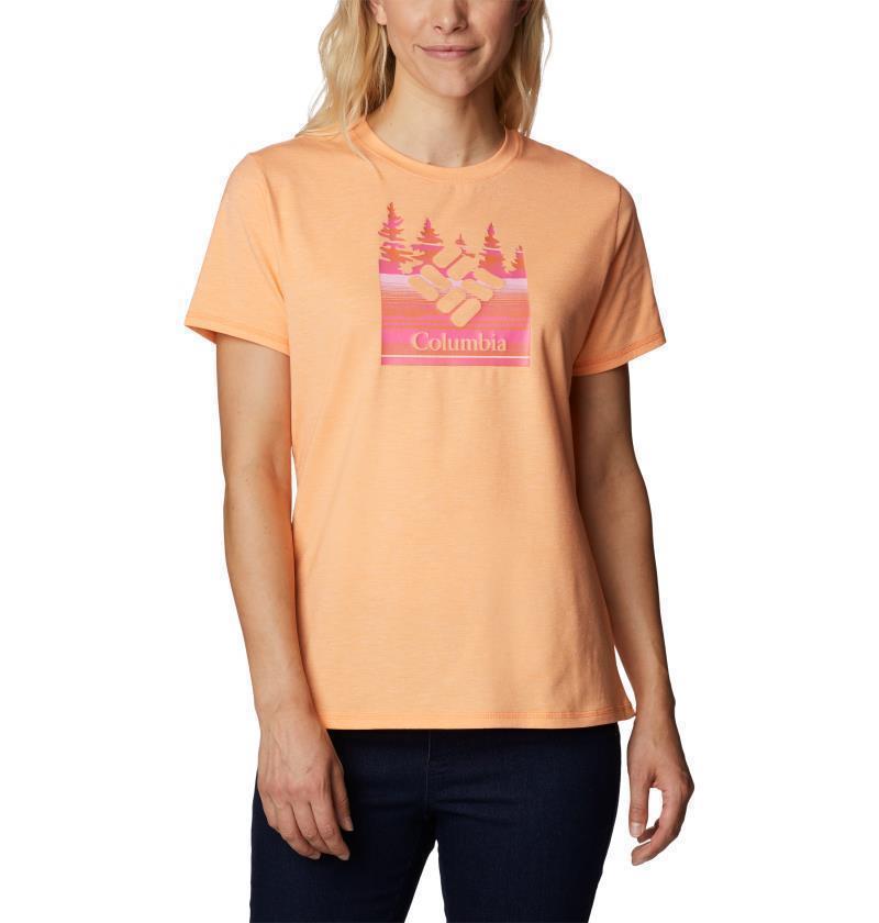 Sun Trek SS Graphic Tee - Womens - Peach Heather / Arboreal Branded Graphic 1