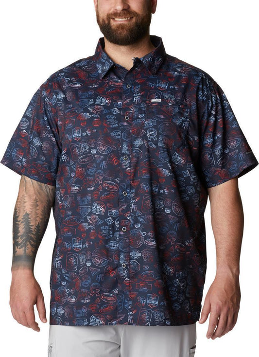 Super Slack Tide Camp Shirt, Extended - Mens - Collegiate Navy Tye Dye Print 1