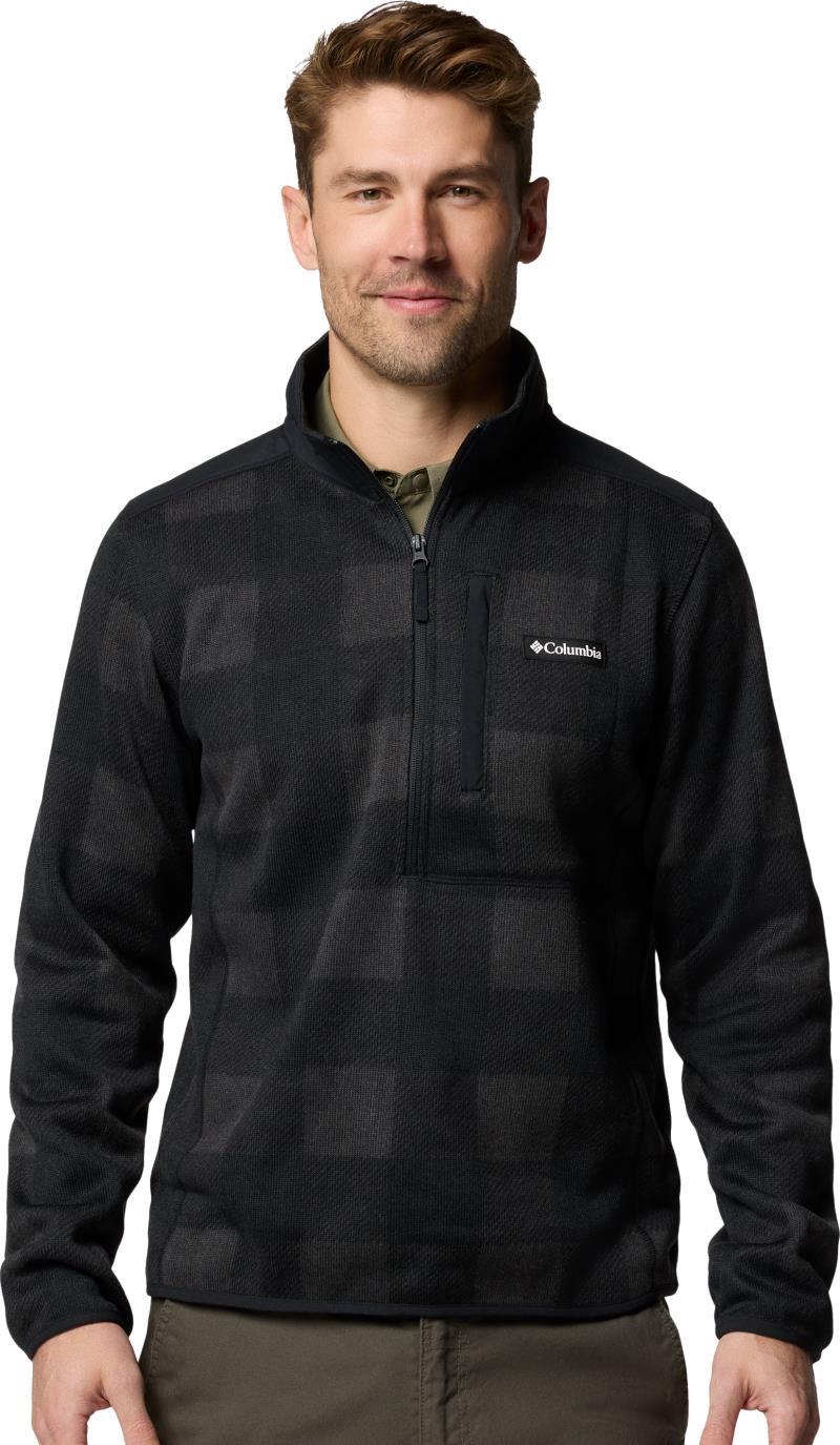 Sweater Weather Printed Half Zip II - Mens - black buffalo / check print / shark black 1