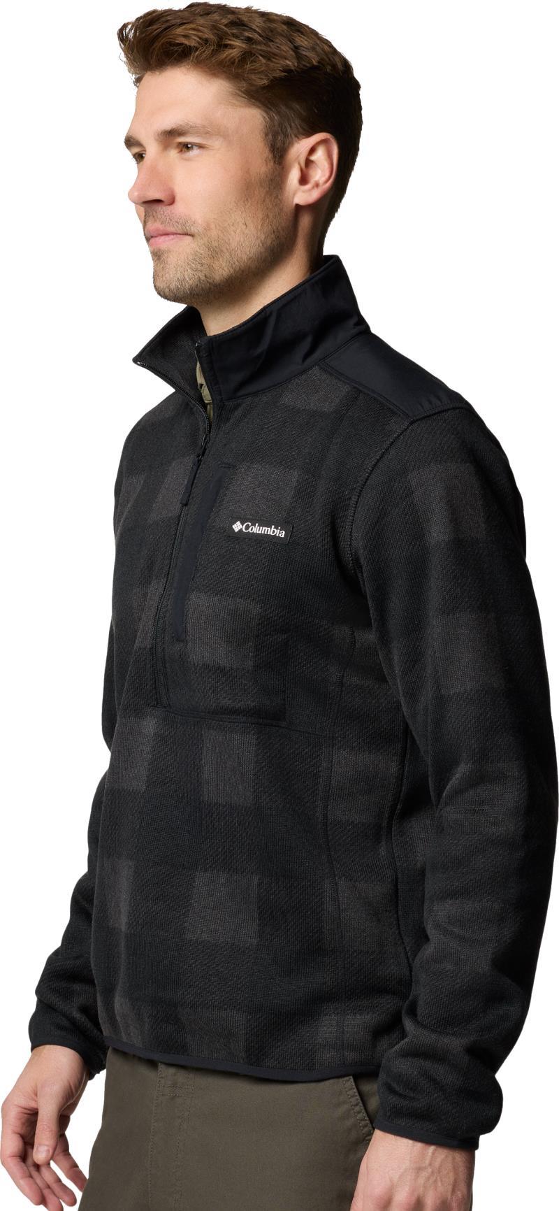 Sweater Weather Printed Half Zip II - Mens - black buffalo / check print / shark black 1
