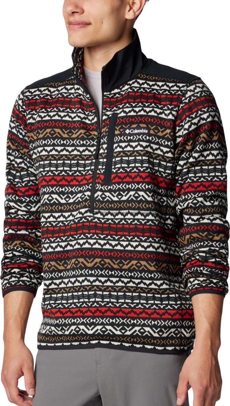 Sweater Weather Printed Half Zip II - Mens - black madras multi 1
