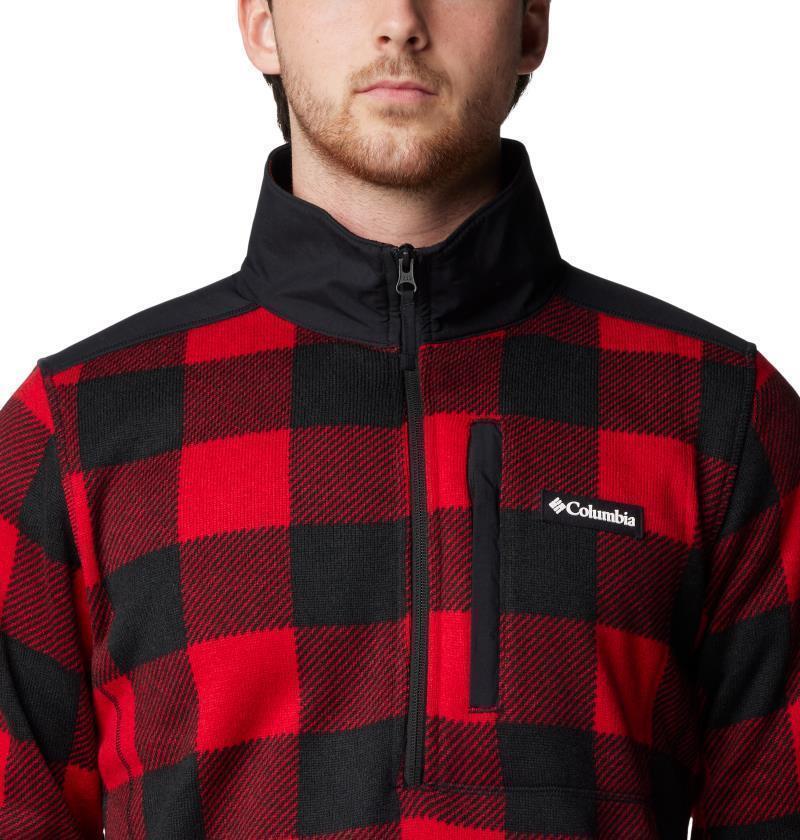 Sweater Weather Printed Half Zip II - Mens - mountain red / check print / mountain red black 1
