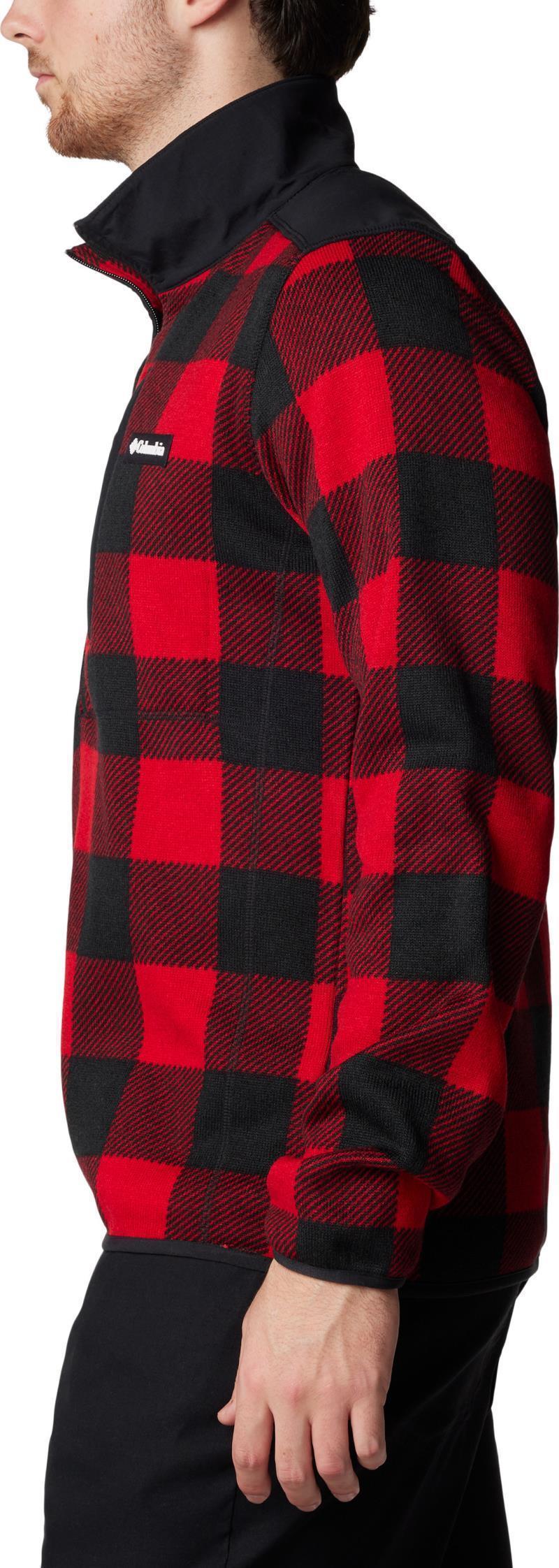 Sweater Weather Printed Half Zip II - Mens - mountain red / check print / mountain red black 1