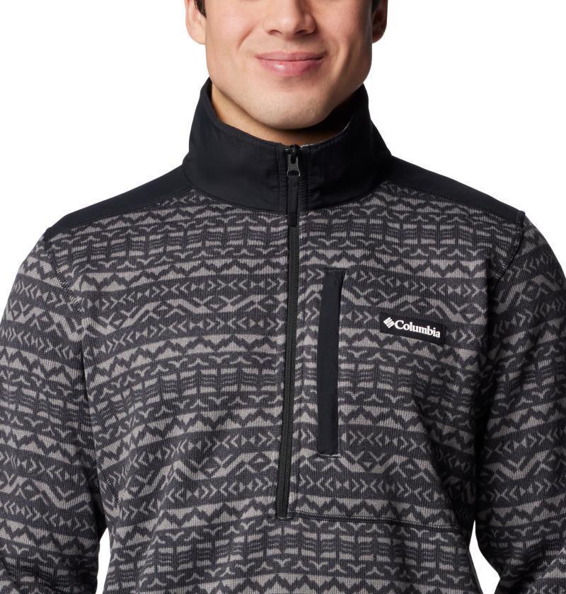 Sweater Weather Printed Half Zip II - Mens - shark madras tonal 1