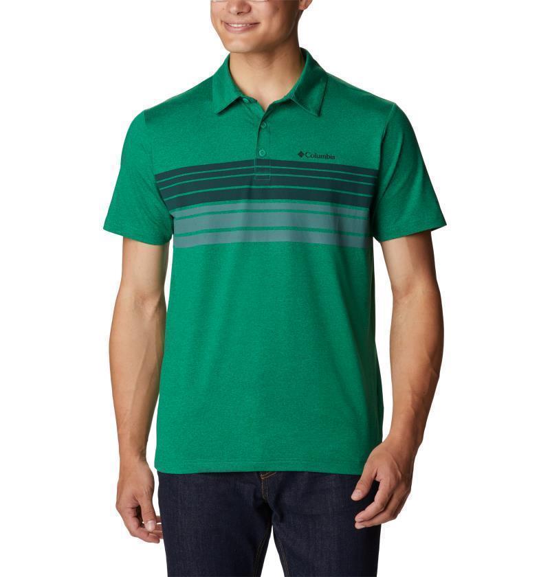 Tech Trail Novelty Polo - Mens - Bamboo Forest Heather Stripe 1