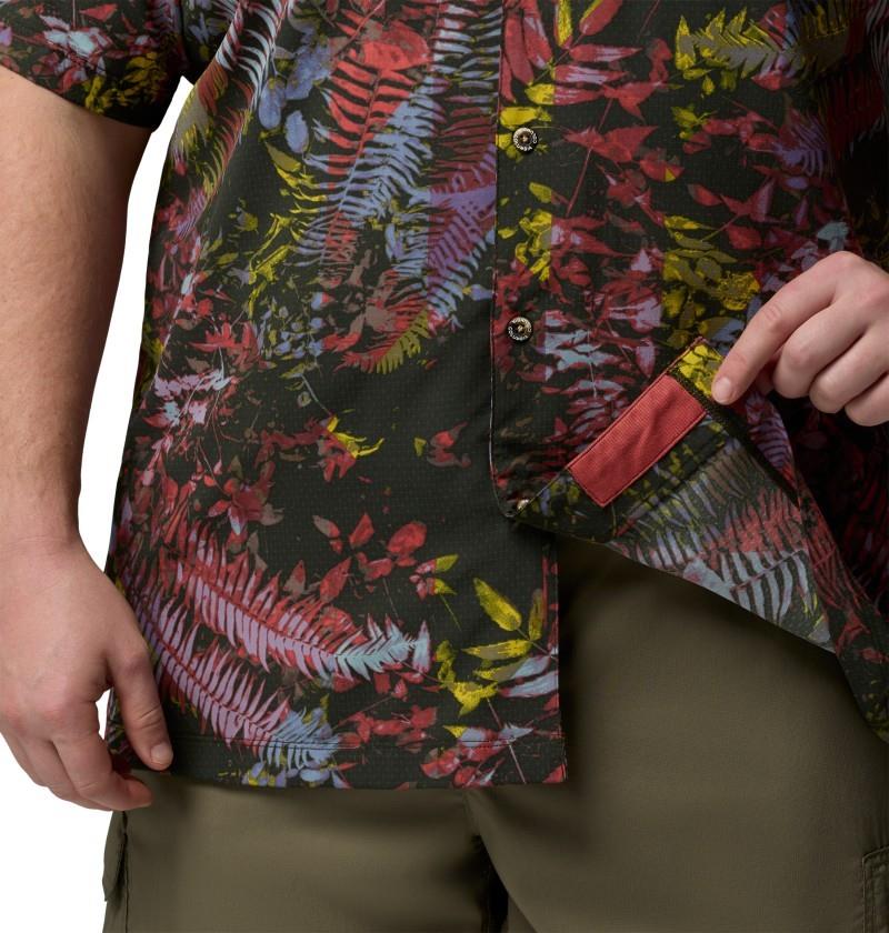 Tech Trail Utility Printed Woven SS, Extended - Mens - washed red / geofern greenscape 1
