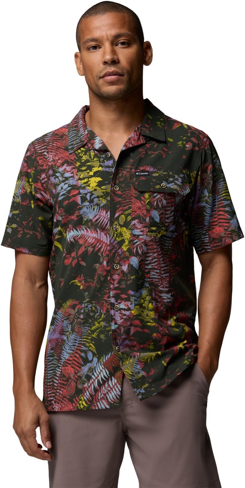 Tech Trail Utility Printed Woven SS, Tall - Mens - washed red / geofern greenscape 1