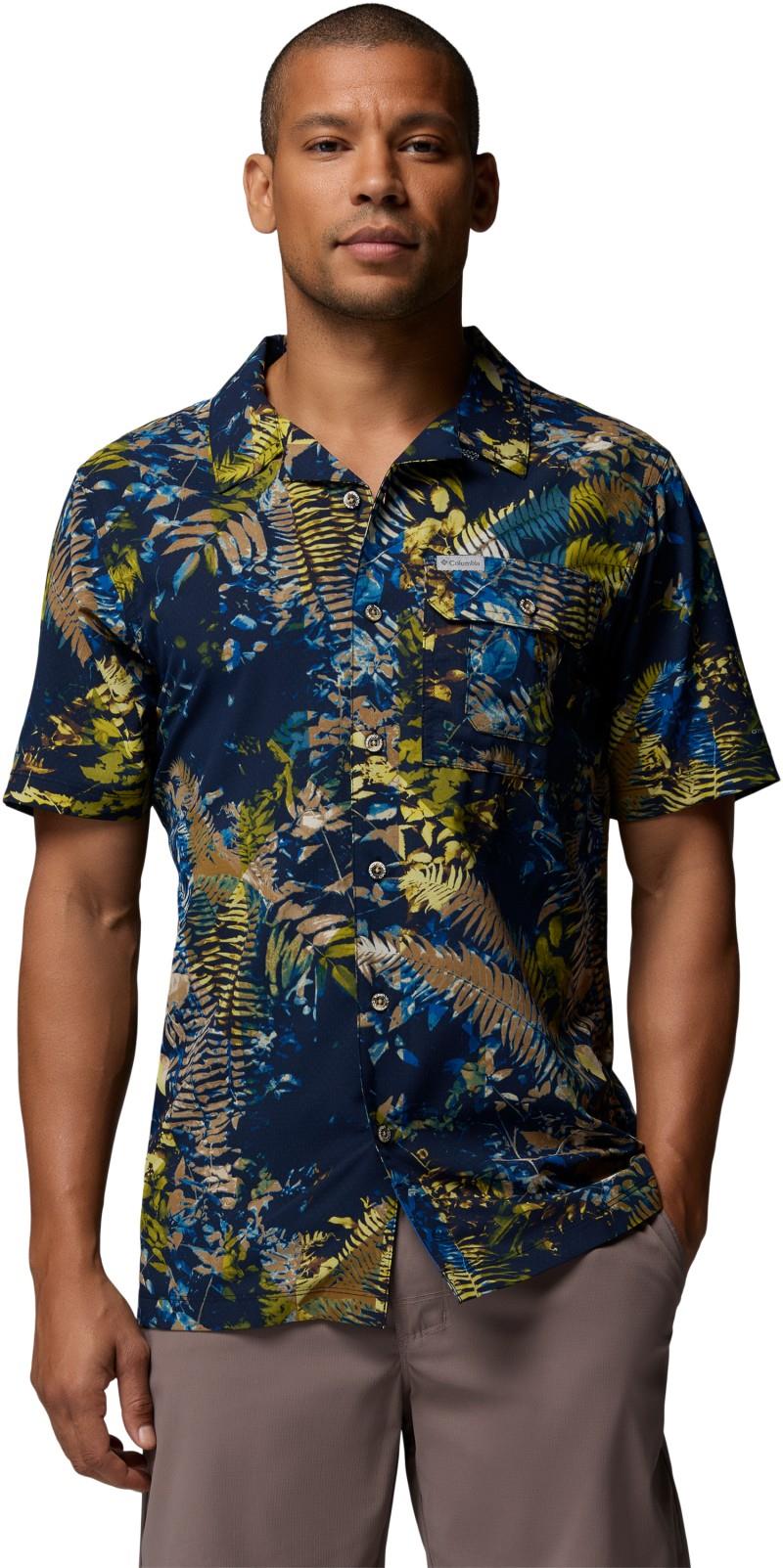 Tech Trail Utility Printed Woven SS - Mens - mountain blue / geofern greenscape 1