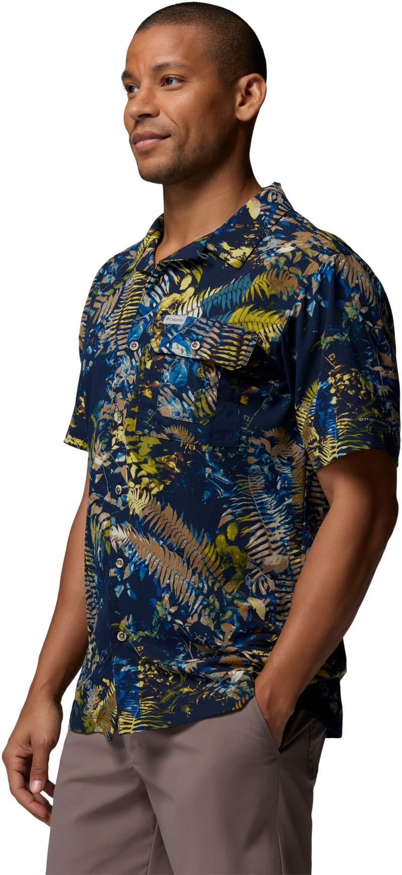 Tech Trail Utility Printed Woven SS - Mens - mountain blue / geofern greenscape 1