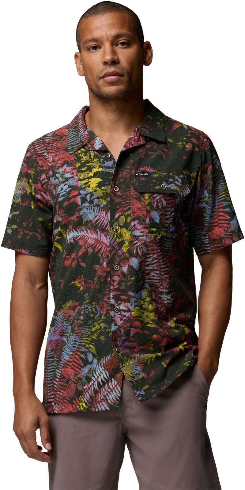 Tech Trail Utility Printed Woven SS - Mens - washed red / geofern greenscape 1