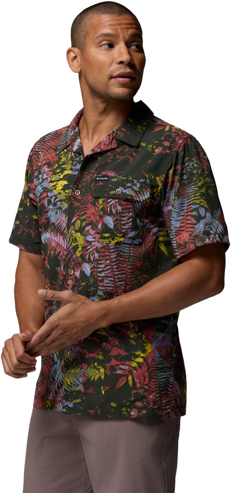 Tech Trail Utility Printed Woven SS - Mens - washed red / geofern greenscape 1