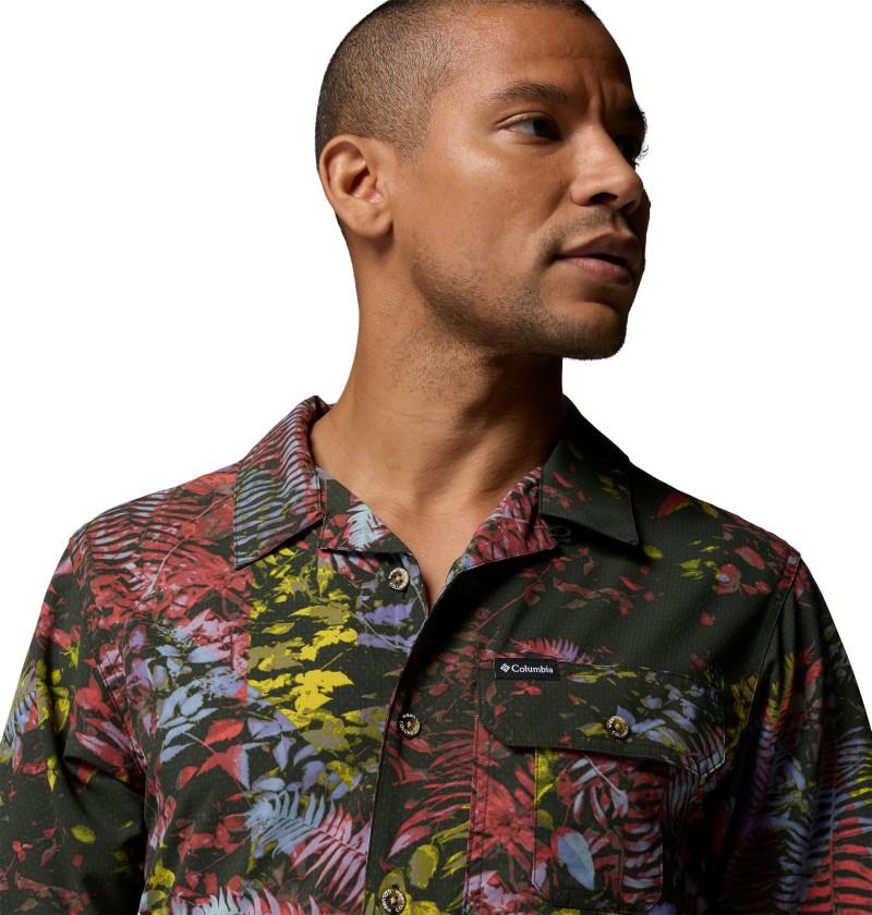 Tech Trail Utility Printed Woven SS - Mens - washed red / geofern greenscape 1