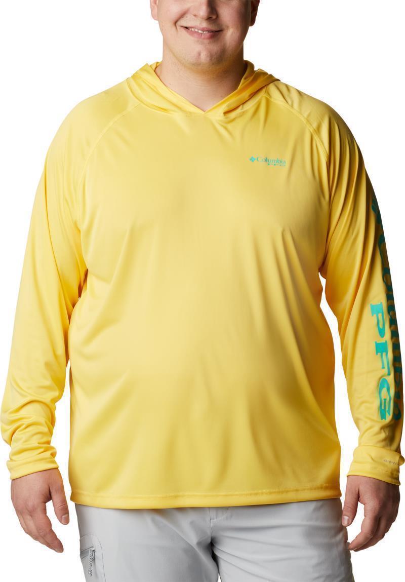 Terminal Tackle Hoodie, Extended - Mens - Sun Glow / Electric Turquoise Logo 1