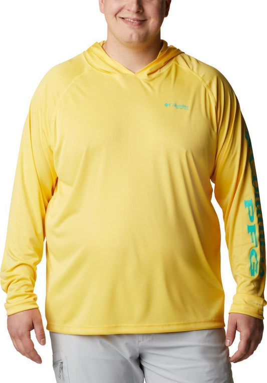 Terminal Tackle Hoodie, Extended - Mens - Sun Glow / Electric Turquoise Logo 1