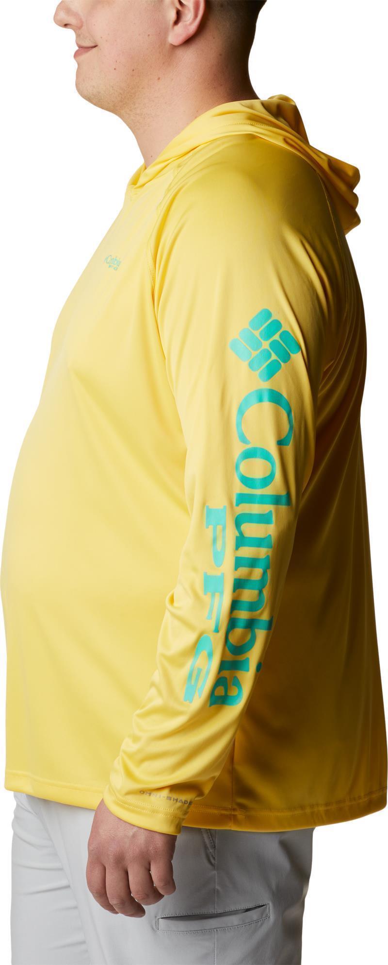 Terminal Tackle Hoodie, Extended - Mens - Sun Glow / Electric Turquoise Logo 3