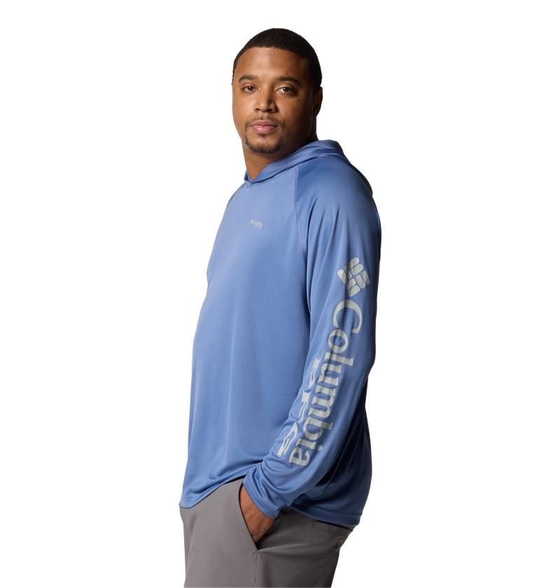 Terminal Tackle Hoodie, Extended - Mens - bluebell / cool grey logo 1