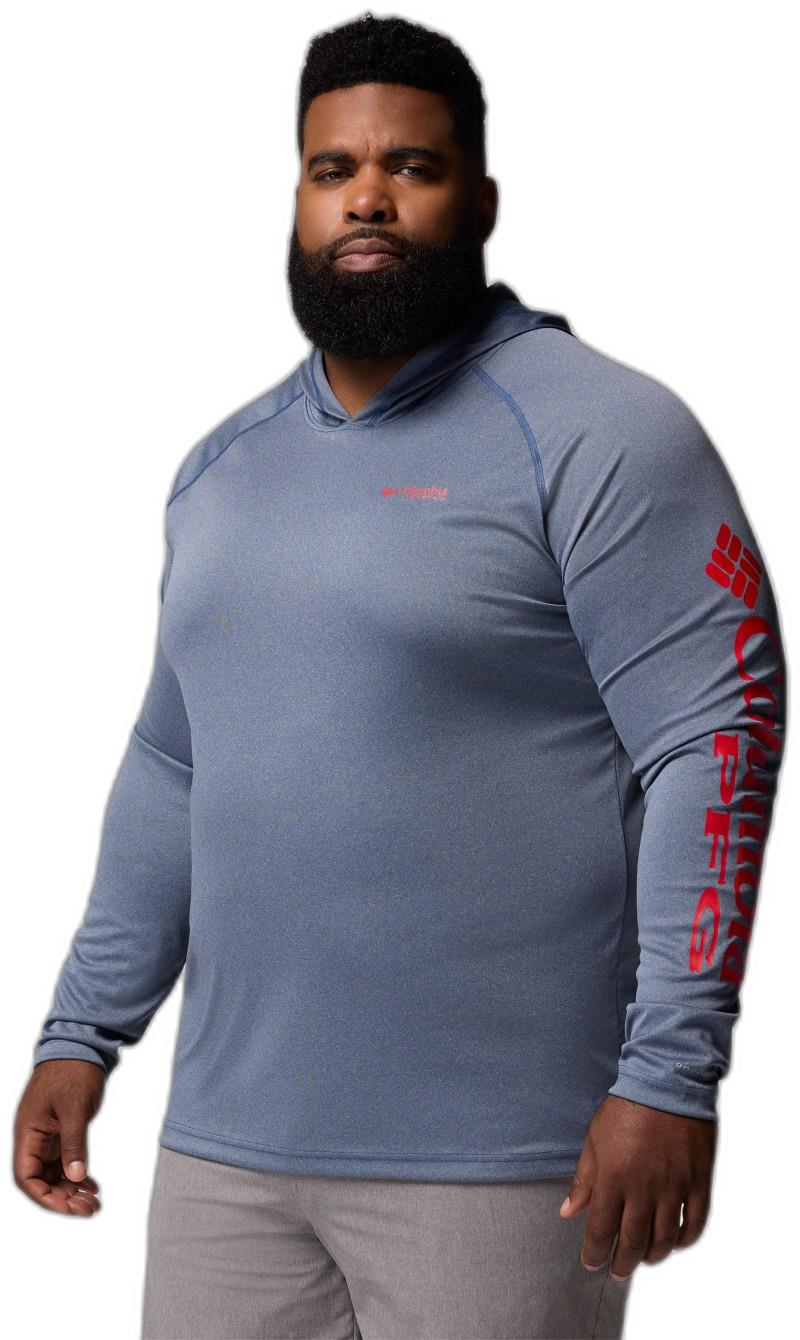 Terminal Tackle Hoodie, Extended - Mens - carbon heather / red spark logo 1