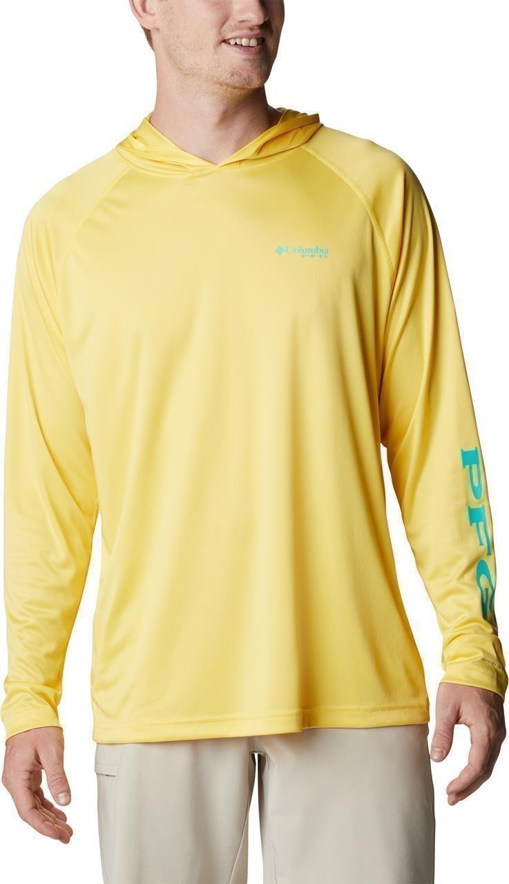 Terminal Tackle Hoodie, Tall - Mens - sun glow / electric turquoise logo 1