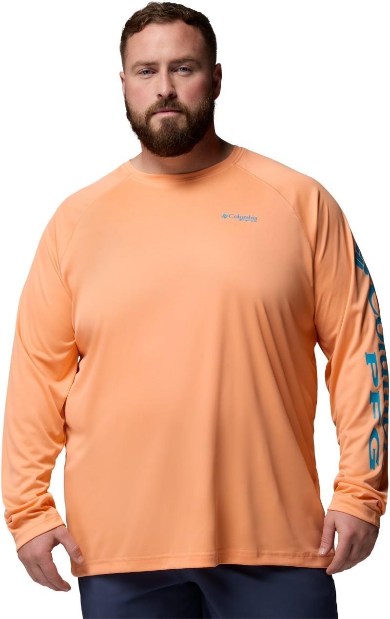 Terminal Tackle LS Shirt, Extended - Mens - bright nectar / ocean teal logo 1