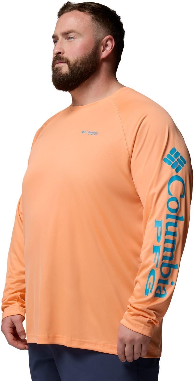 Terminal Tackle LS Shirt, Extended - Mens - bright nectar / ocean teal logo 1