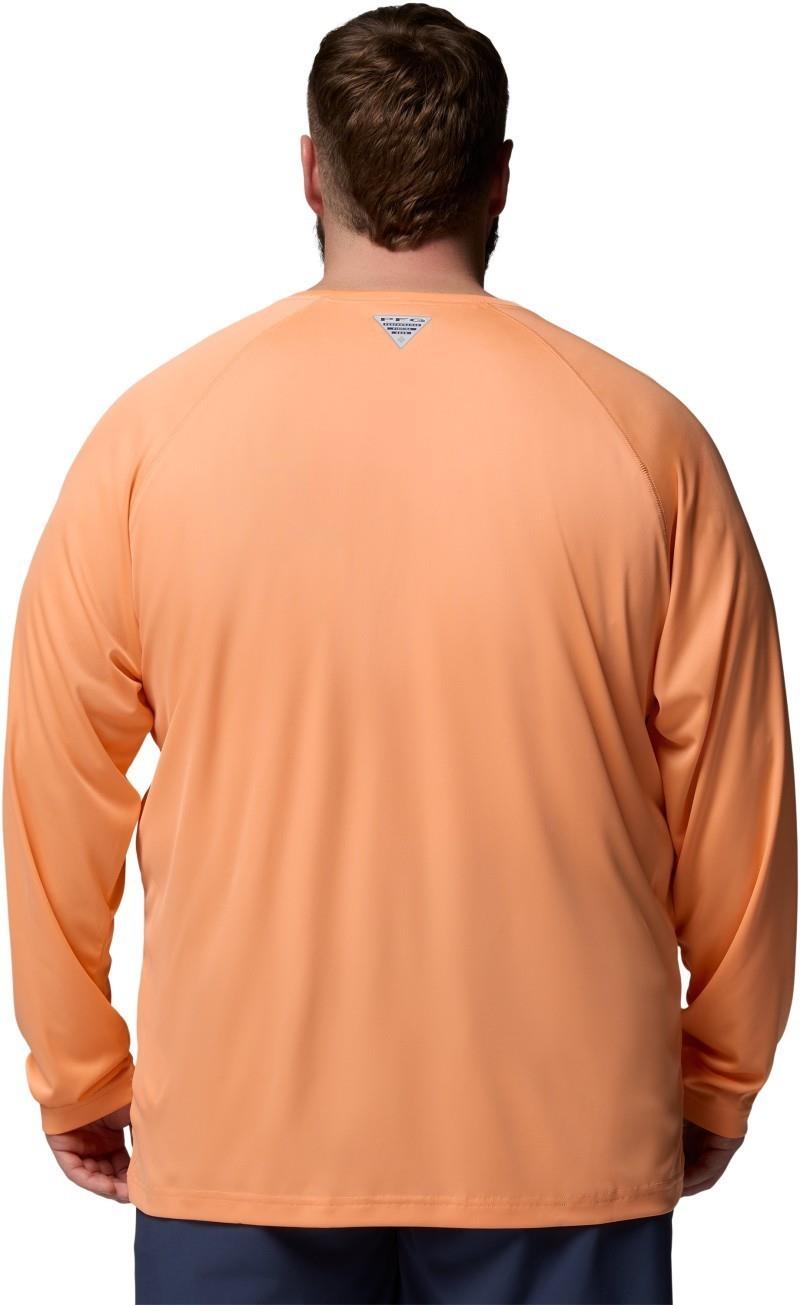 Terminal Tackle LS Shirt, Extended - Mens - bright nectar / ocean teal logo 1