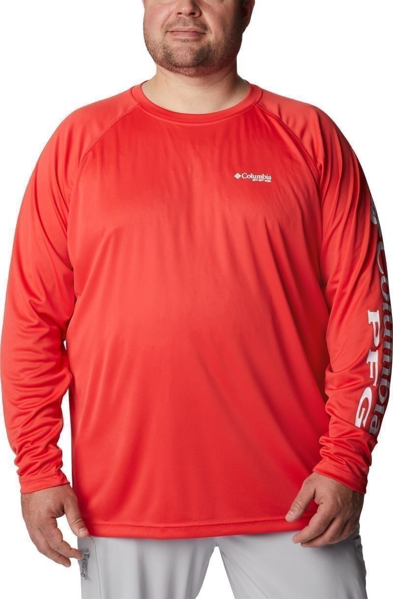Terminal Tackle LS Shirt, Extended - Mens - red hibiscus / white logo 1