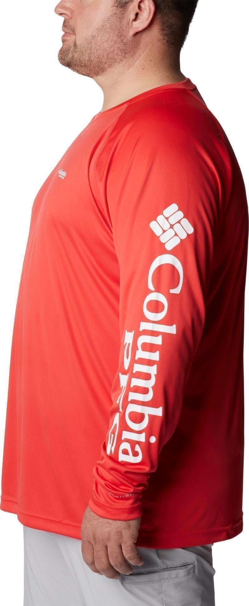 Terminal Tackle LS Shirt, Extended - Mens - red hibiscus / white logo 1