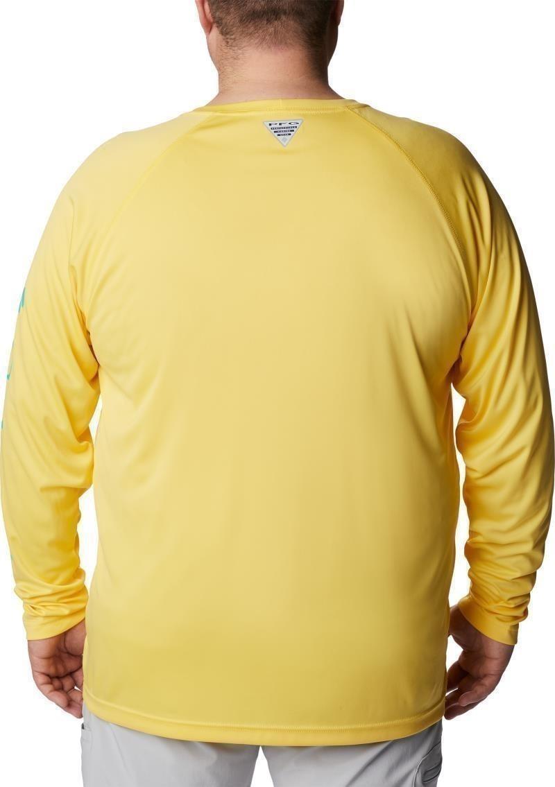 Terminal Tackle LS Shirt, Extended - Mens - sun glow / electric turquoise logo 1