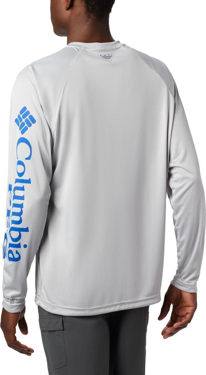 Terminal Tackle LS Shirt, Tall - Mens - Cool Grey / Vivid Blue Logo 2
