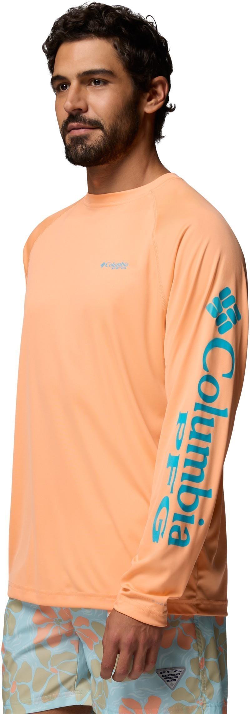 Terminal Tackle LS Shirt, Tall - Mens - bright nectar / ocean teal logo 1