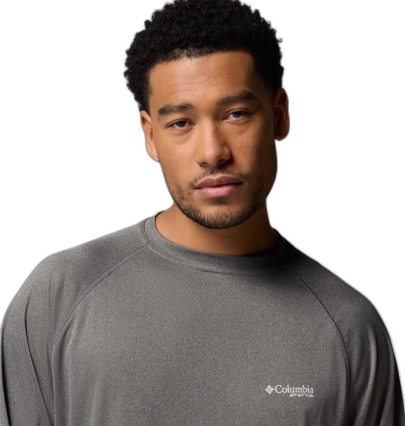 Terminal Tackle LS Shirt, Tall - Mens - charcoal heather / cool grey logo 1