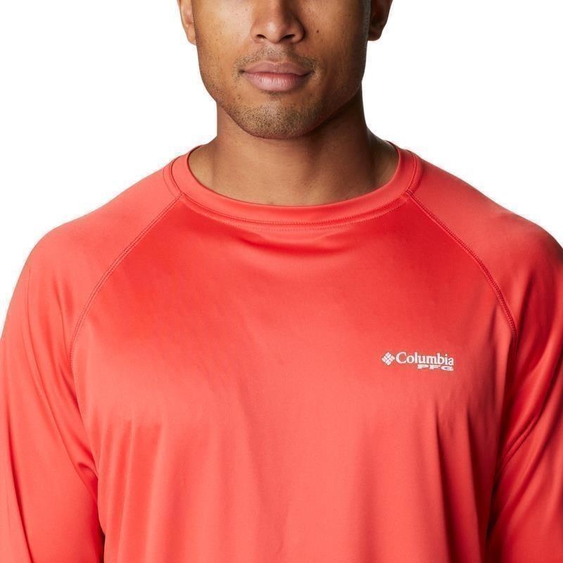 Terminal Tackle LS Shirt, Tall - Mens - red hibiscus / white logo 1