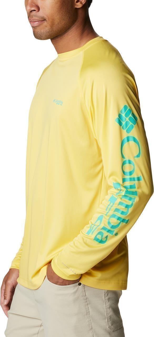 Terminal Tackle LS Shirt, Tall - Mens - sun glow / electric turquoise logo 1