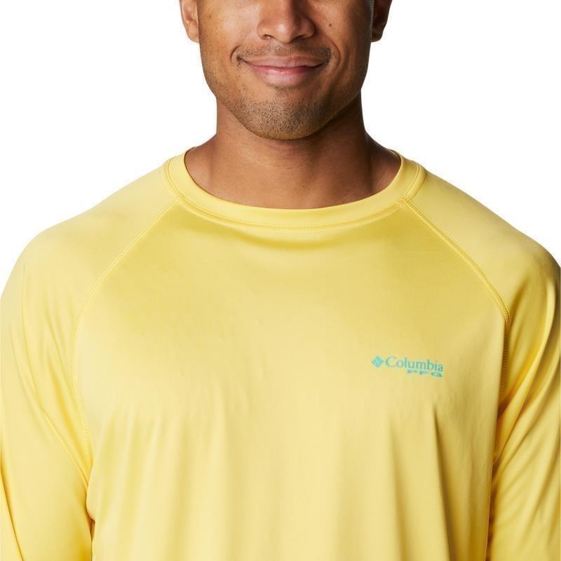 Terminal Tackle LS Shirt, Tall - Mens - sun glow / electric turquoise logo 1