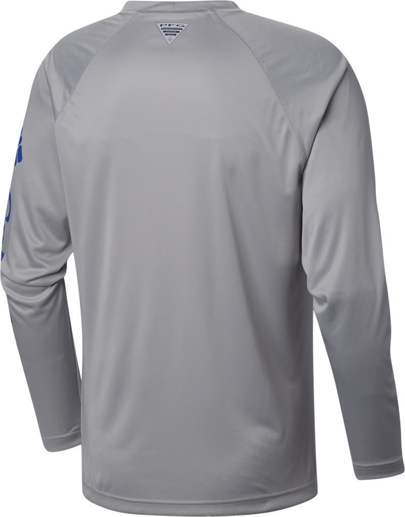 Terminal Tackle LS Shirt - Mens - Cool Grey / Vivid Blue Logo 2