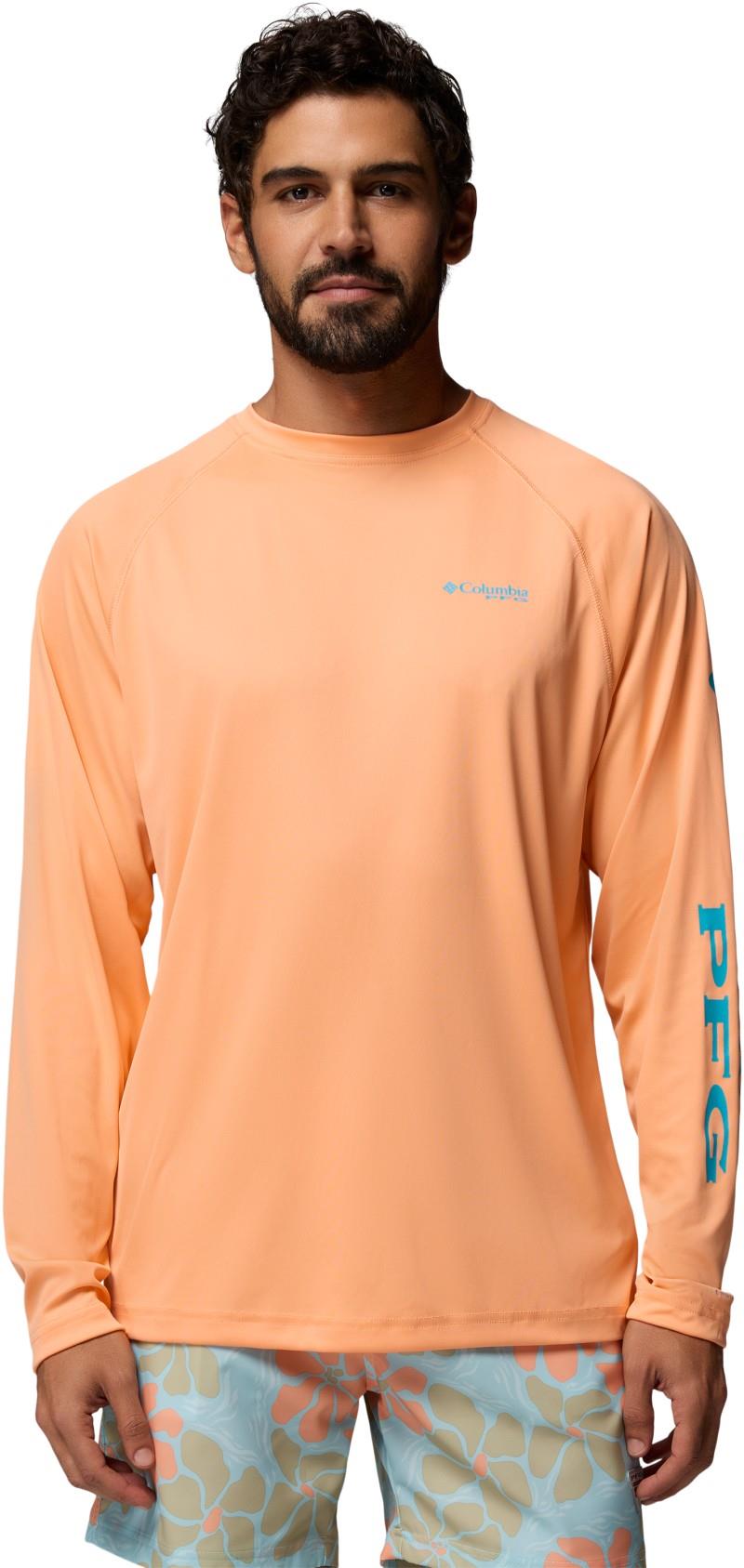 Terminal Tackle LS Shirt - Mens - bright nectar / ocean teal logo 1