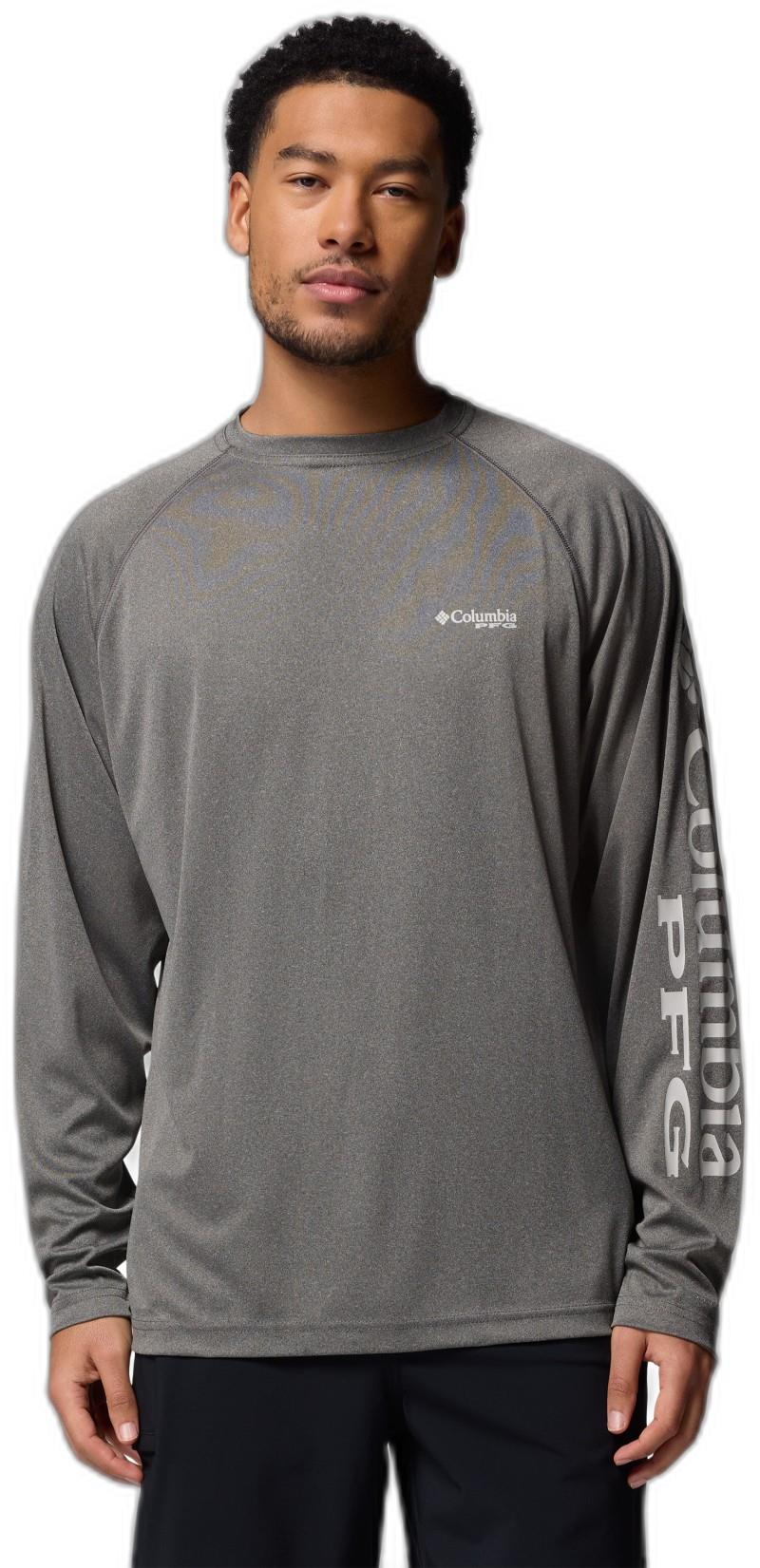 Terminal Tackle LS Shirt - Mens - charcoal heather / cool grey logo 1