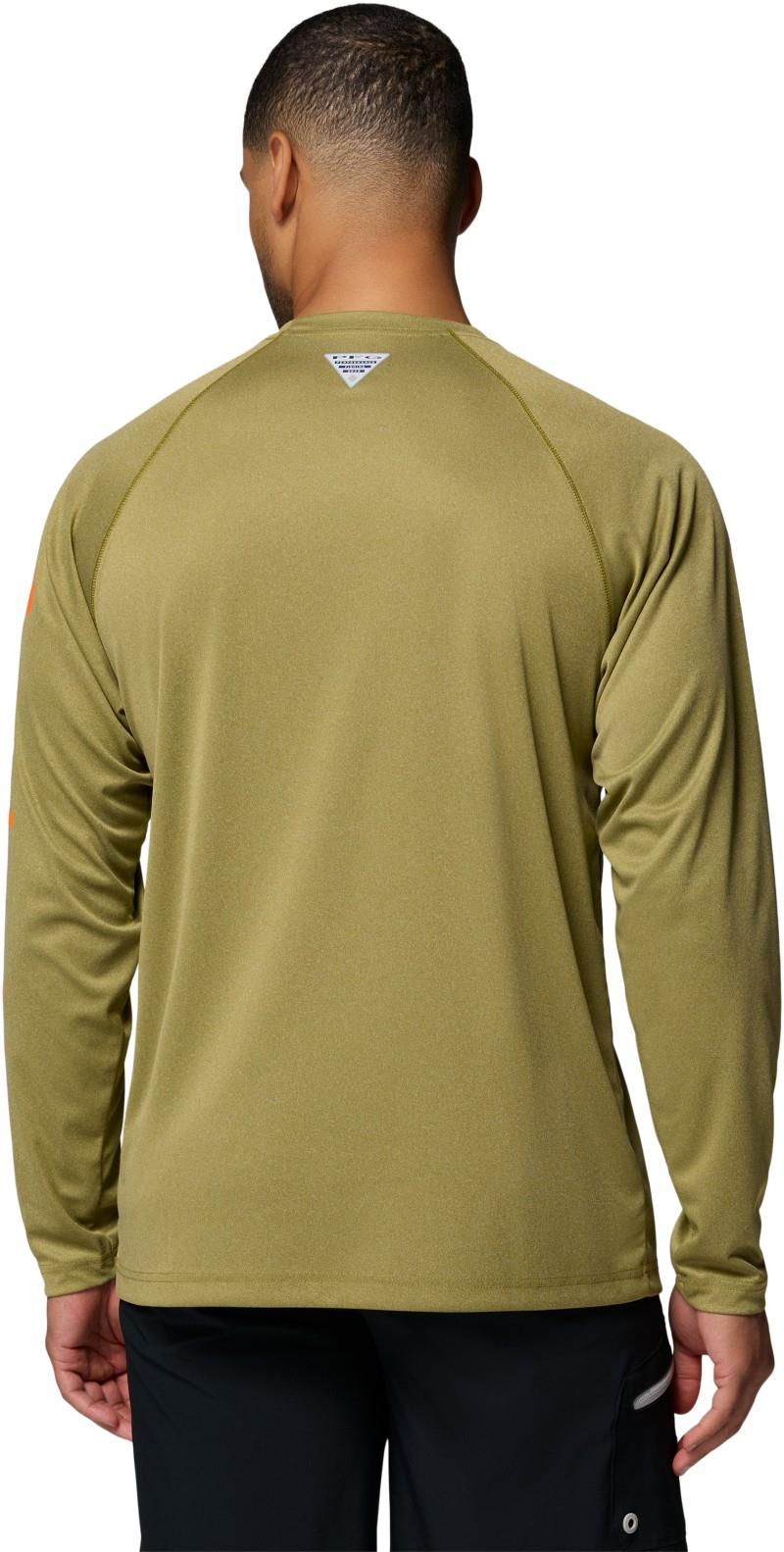 Terminal Tackle LS Shirt - Mens - grove green heather / spark orange logo 1