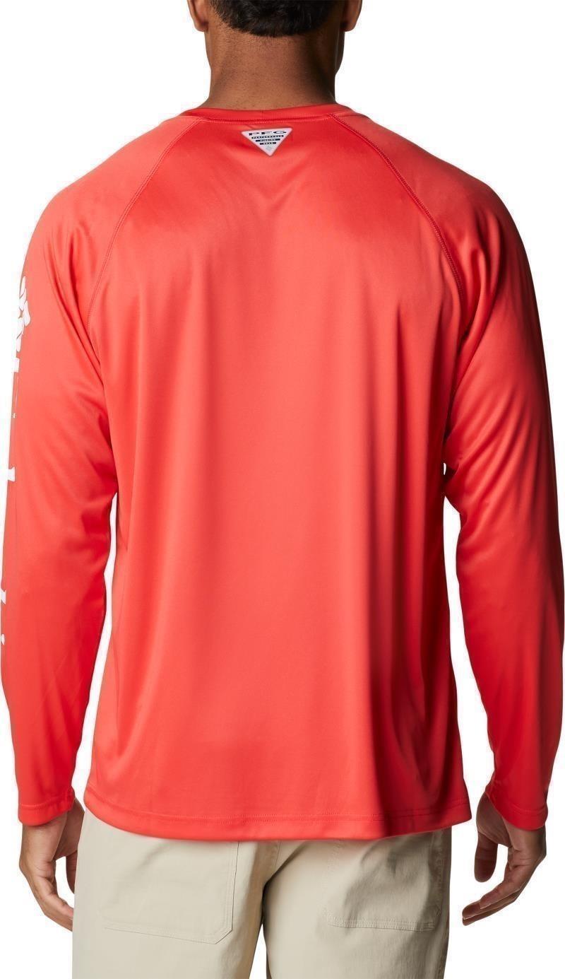 Terminal Tackle LS Shirt - Mens - red hibiscus / white logo 1