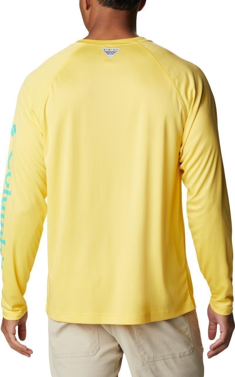 Terminal Tackle LS Shirt - Mens - sun glow / electric turquoise logo 1