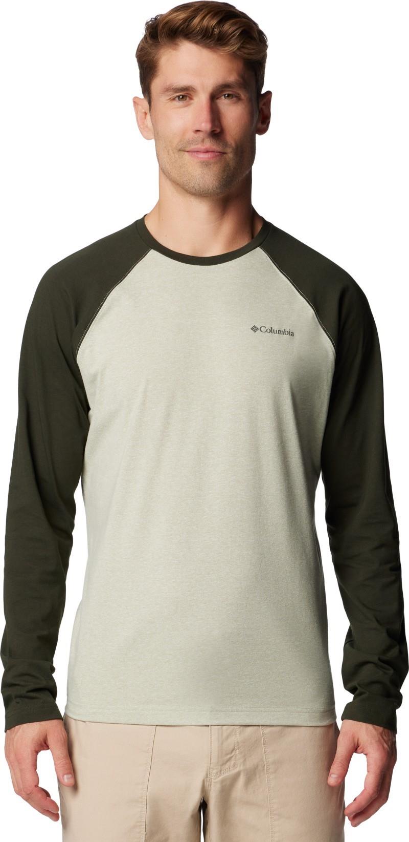 Thistletown Hills Raglan Tee, Extended - Mens - safari heather / greenscape 1