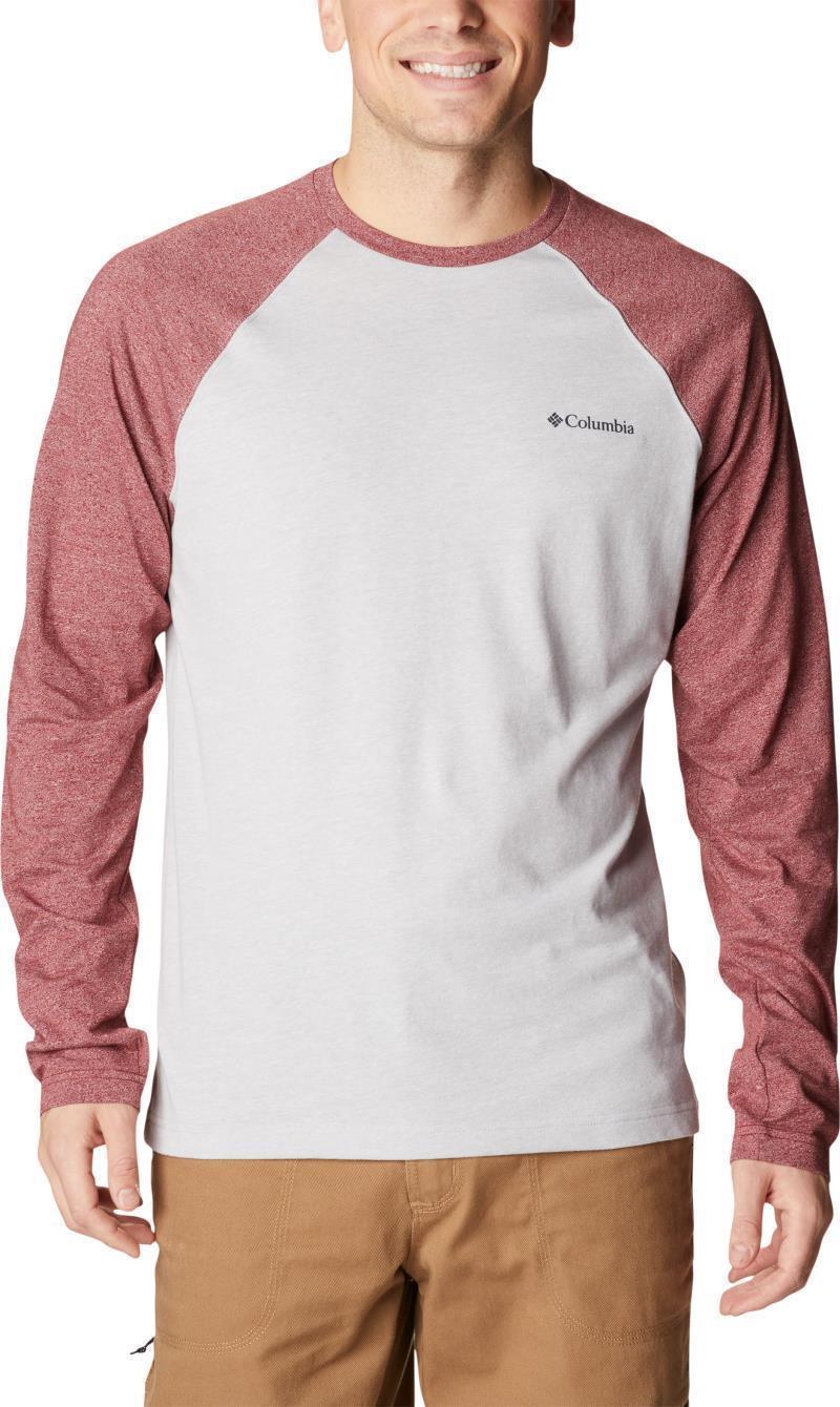 Thistletown Hills Raglan Tee - Mens - colm grey heather / red jasper heather 1
