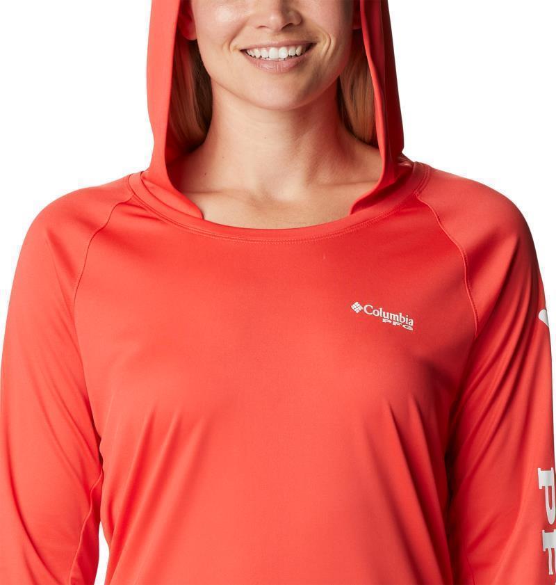 Tidal Tee Hoodie - Womens - Red Hibiscus / White Logo 4