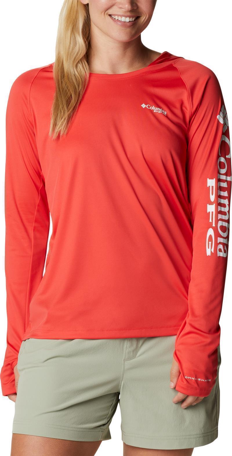 Tidal Tee Hoodie - Womens - Red Hibiscus / White Logo 1